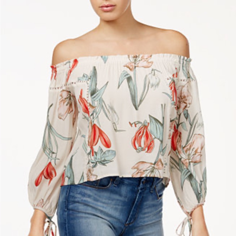 ASTR The Label Chavelle Printed Off-The-Shoulder Top